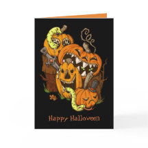 Halloween Pumpkins and Snakes Greeting Card