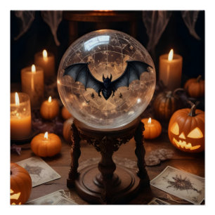 Halloween Pumpkins Bats Cute Spooky Festive Magic Poster