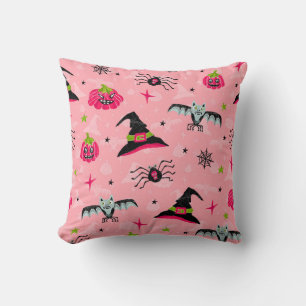 Halloween pumpkins, bats: seamless background. cushion