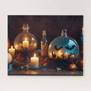 Halloween Pumpkins Candles Cute Spooky Festive Art Jigsaw Puzzle