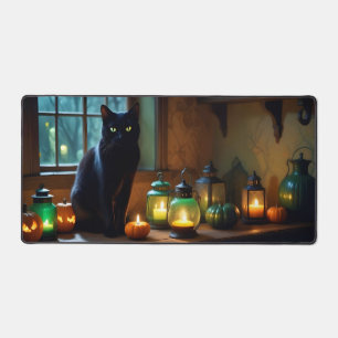 Halloween Pumpkins Cat Cute Spooky Festive Magic Desk Mat