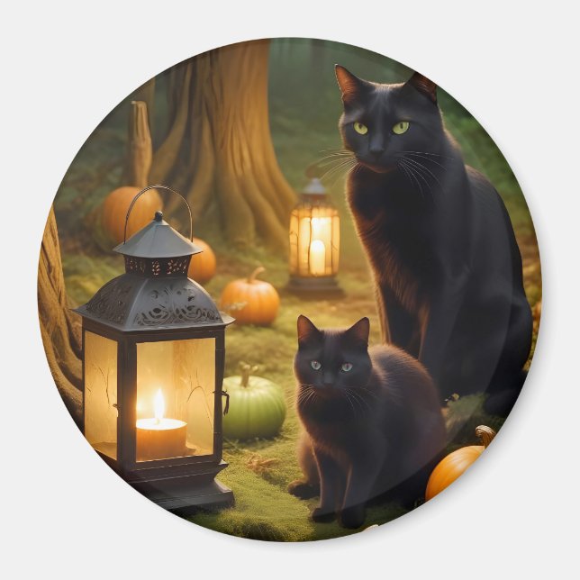 Halloween Pumpkins Cat Cute Spooky Festive Magic Magnet (Front)