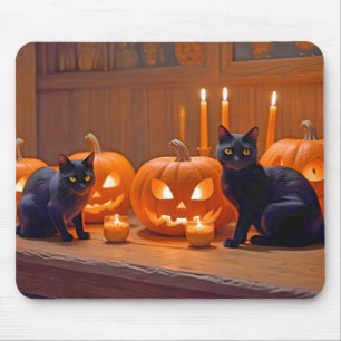 Halloween Pumpkins Cat Cute Spooky Festive Magic Mouse Pad