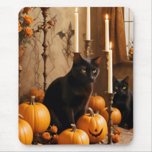 Halloween Pumpkins Cat Cute Spooky Festive Magic Mouse Pad