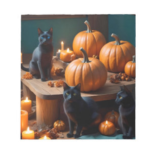 Halloween Pumpkins Cat Cute Spooky Festive Magic Notepad