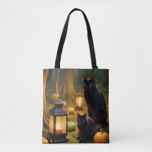 Halloween Pumpkins Cat Cute Spooky Festive Magic Tote Bag