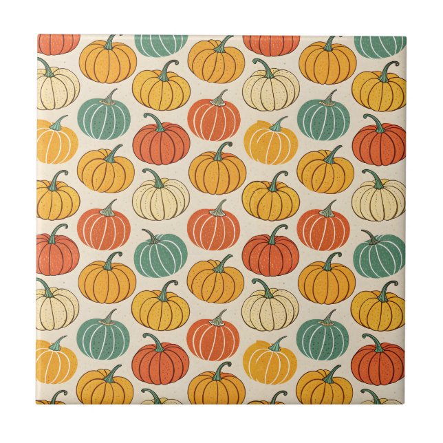 Halloween Pumpkins Ceramic Tile (Front)