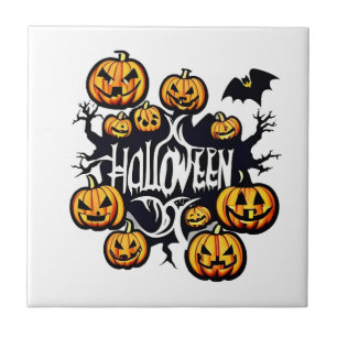 Halloween pumpkins ceramic tile