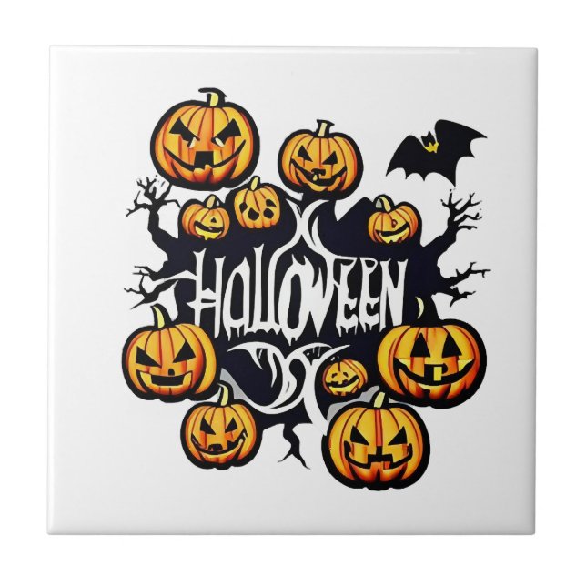Halloween pumpkins          ceramic tile (Front)