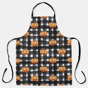Halloween Pumpkins: Chequered Charm. Apron