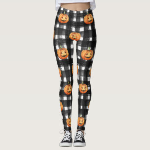 Halloween Pumpkins: Chequered Charm. Leggings