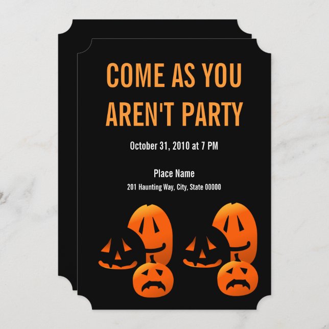 Halloween Pumpkins Come As You Aren't Party Invite (Front/Back)