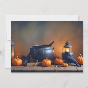 Halloween Pumpkins Crow Cute Spooky Festive Magic Invitation