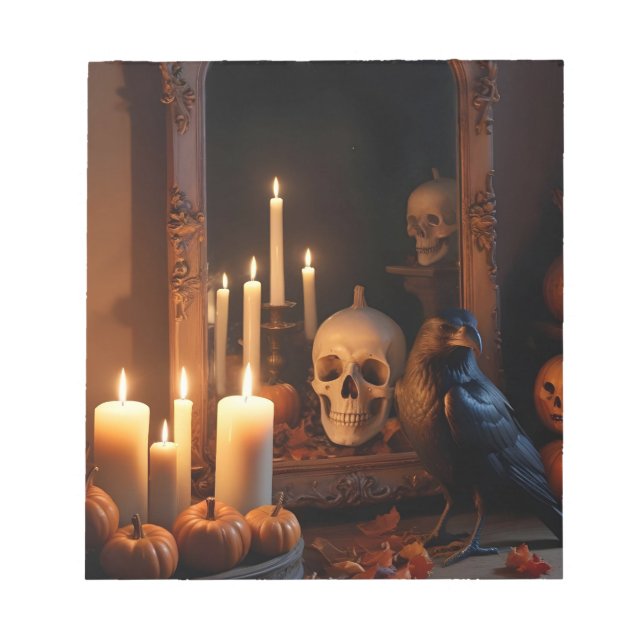 Halloween Pumpkins Crow Cute Spooky Festive Magic Notepad (Front)