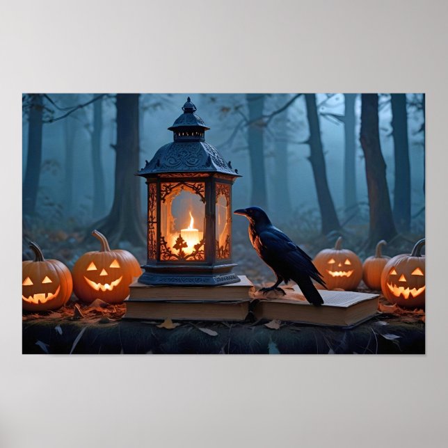 Halloween Pumpkins Crow Cute Spooky Festive Magic Poster (Front)