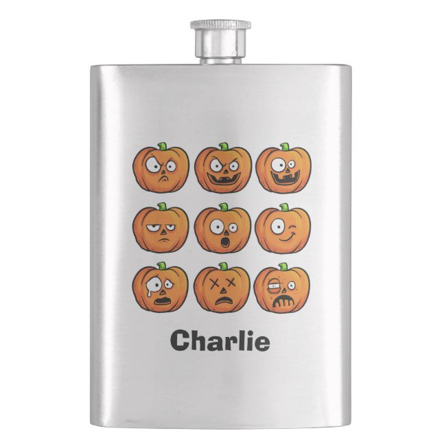 Halloween Pumpkins custom name flask (Front)