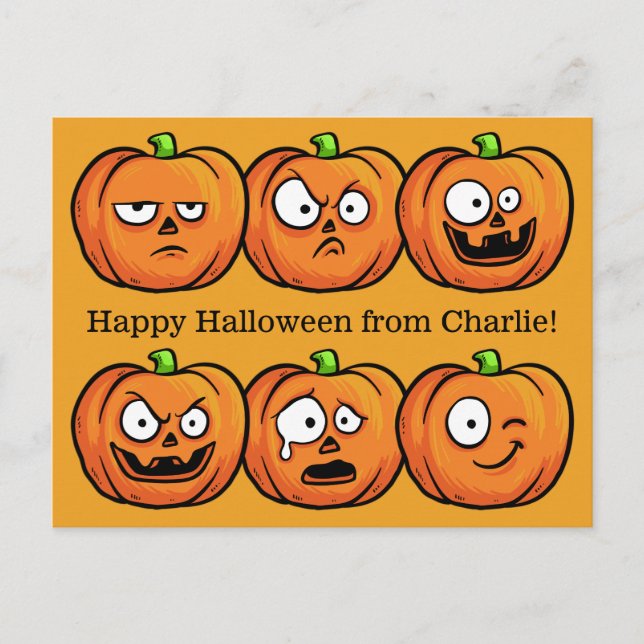 Halloween Pumpkins custom text postcard (Front)