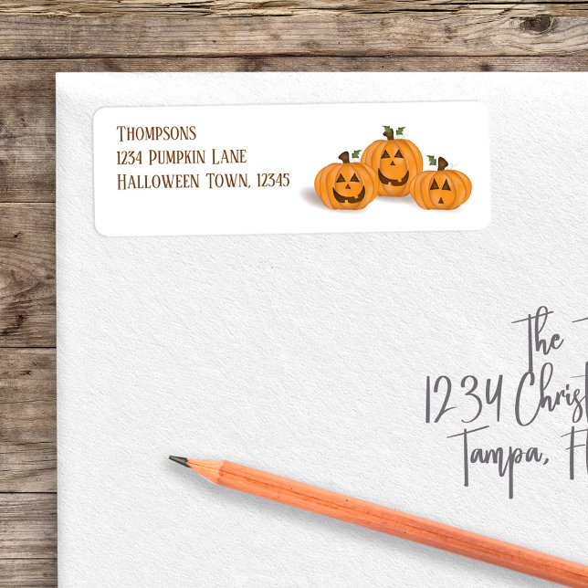 Halloween Pumpkins Cute Jack O'lanterns  Return Address Label (Halloween cute pumpkins return address labels. )
