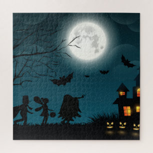 Halloween Pumpkins: Dark Castle Blue Moon Jigsaw Puzzle
