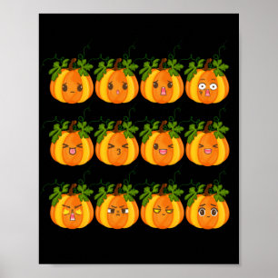 Halloween Pumpkins Emotions Emoji Face Poster
