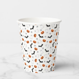 Halloween Pumpkins Ghosts Bats Paper Cups