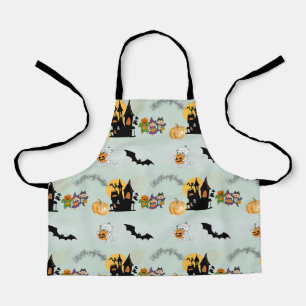 Halloween pumpkins ghosts witch kids apron
