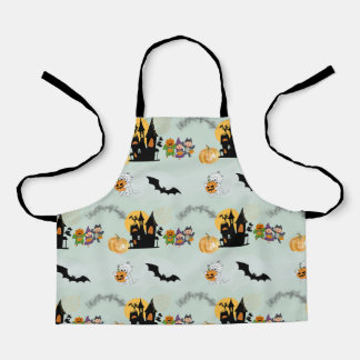 Halloween pumpkins ghosts witch kids apron