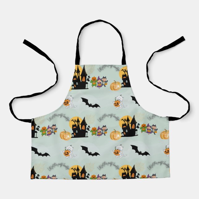 Halloween pumpkins ghosts witch kids apron (Front)