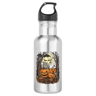 Halloween Pumpkins Grey Cat Bat Full Moon Woods 532 Ml Water Bottle