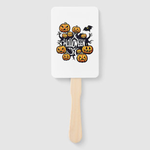 Halloween pumpkins hand fan
