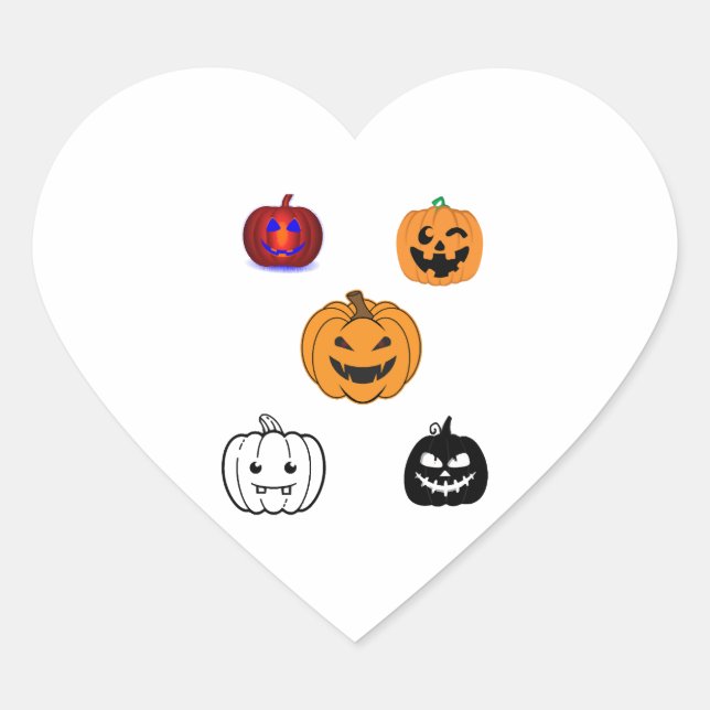Halloween Pumpkins    Heart Sticker (Front)