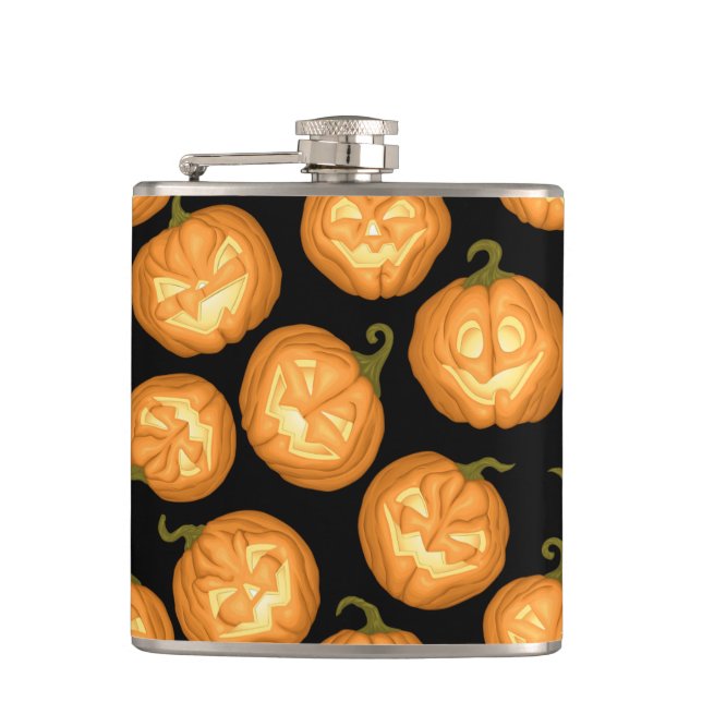 Halloween pumpkins hip flask (Front)