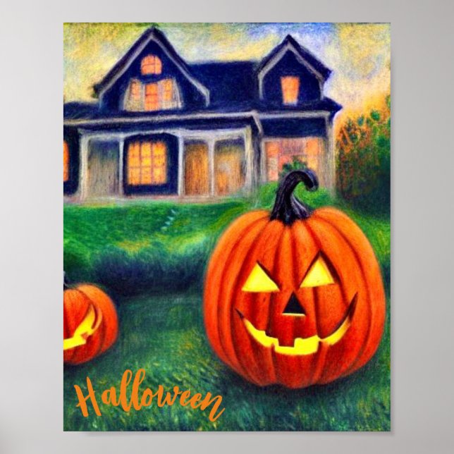 Halloween pumpkins illuminated poster (Front)