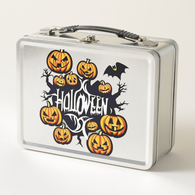 Halloween pumpkins          metal lunch box (Front)