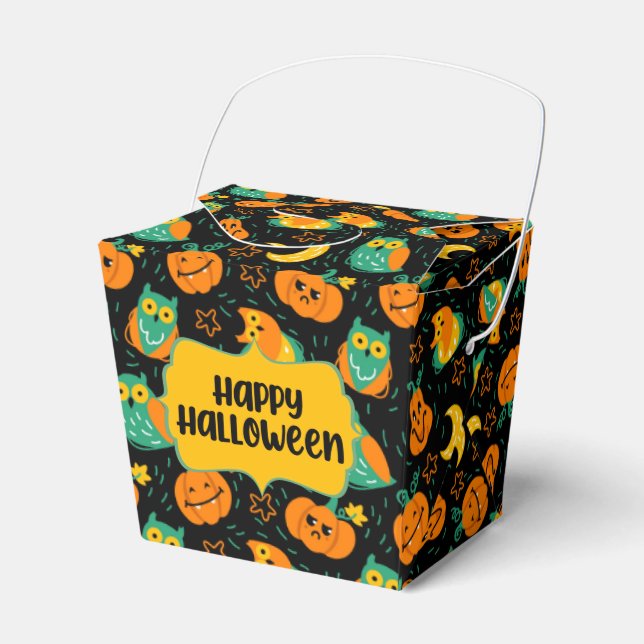Halloween Pumpkins Moon Owls Favour Box (Front Side)