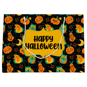 Halloween Pumpkins Moon Owls Gift Bag