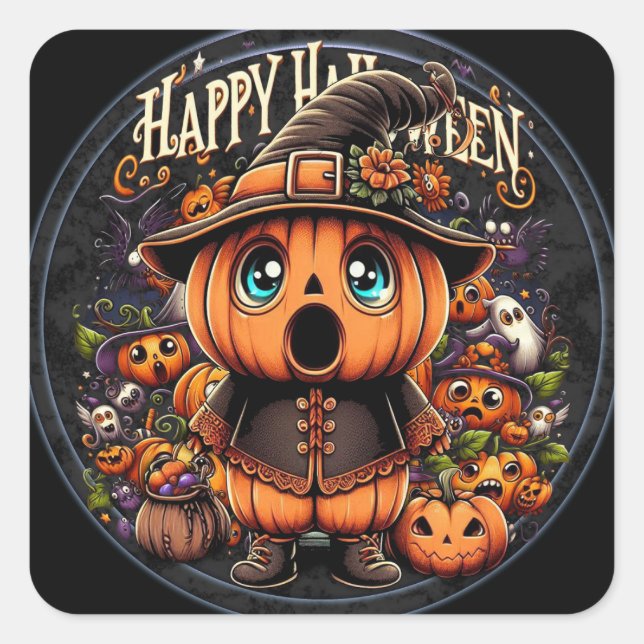 Halloween Pumpkins no 6 Classic Square Sticker (Front)