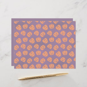 Halloween Pumpkins on Purple Background Pattern