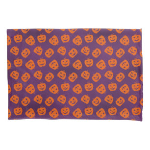 Halloween Pumpkins on Purple Background Pattern Pillowcase