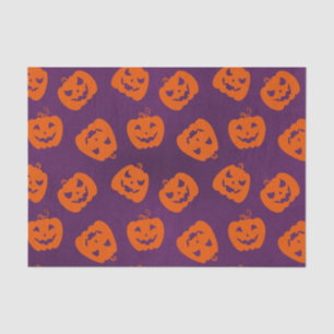 Halloween Pumpkins on Purple Background Pattern Tissue Paper