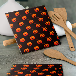 Halloween Pumpkins, Orange Pumpkins Trick Or Treat Ceramic Tile
