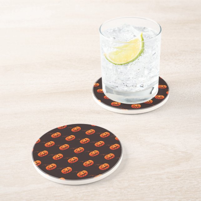 Halloween Pumpkins, Orange Pumpkins Trick Or Treat Coaster (Side)