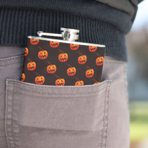 Halloween Pumpkins, Orange Pumpkins Trick Or Treat Hip Flask
