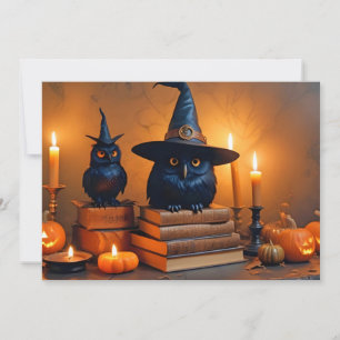 Halloween Pumpkins Owl Cute Spooky Festive Magic Invitation