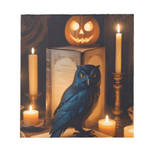 Halloween Pumpkins Owl Cute Spooky Festive Magic Notepad
