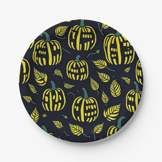Halloween Pumpkins Paper Plate (Front)