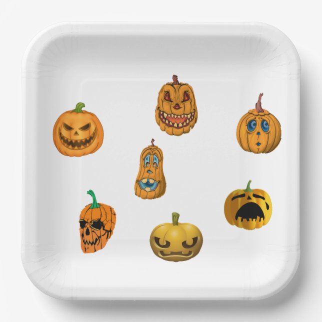 Halloween Pumpkins. Paper Plate (Front)