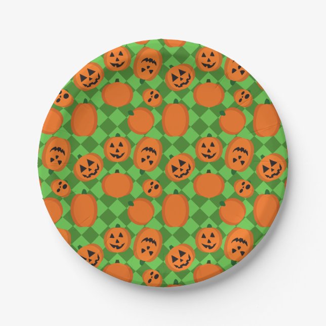 Halloween Pumpkins Paper Plate (Front)