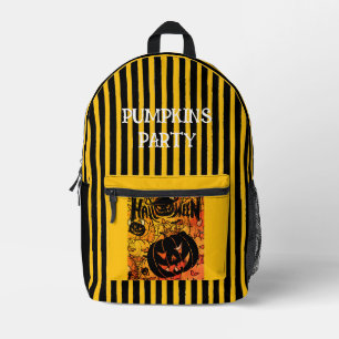 Halloween, Pumpkins Party, Scary,Black Peach  Prin Printed Backpack