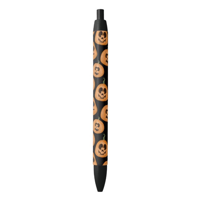 Halloween pumpkins pattern black orange cute ink pen (Front Vertical)